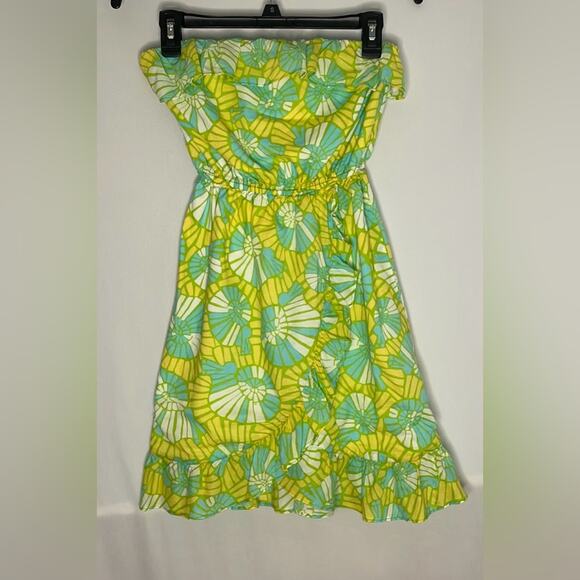 Lilly Pulitzer floral strapless mini dress in Shorely blue on the half shell - Picture 2 of 7